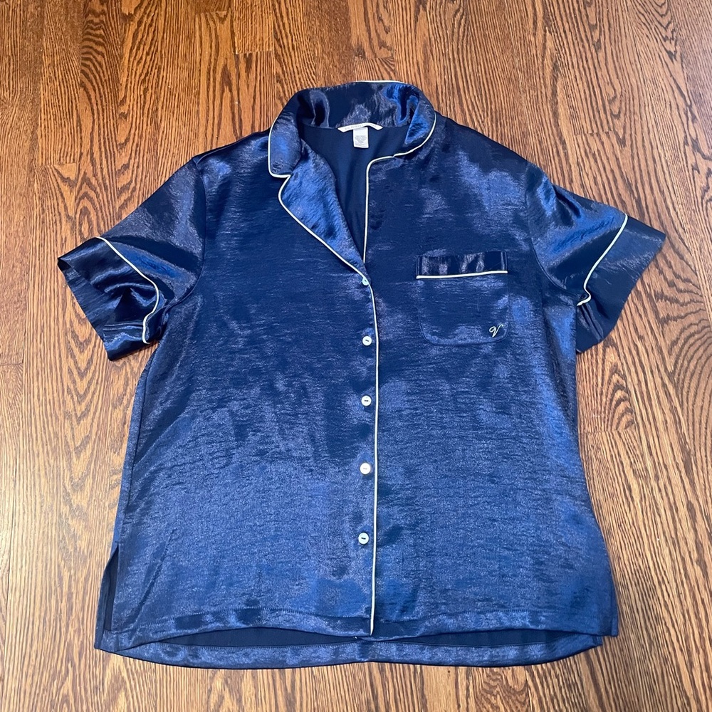Navy blue “silk” size medium women’s VS pajama top